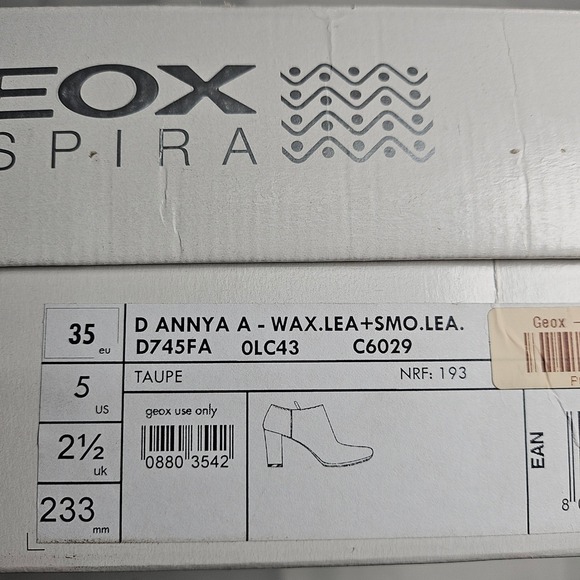 GEOX D Annya A Respira Brown Leather Booties Shooties Block Heel Womens 5 New - Picture 15 of 16